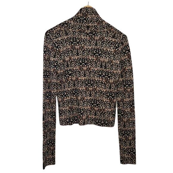 BCBGMaxazria Black and Tan Patterned Sweater Jacket - Picture 3 of 9